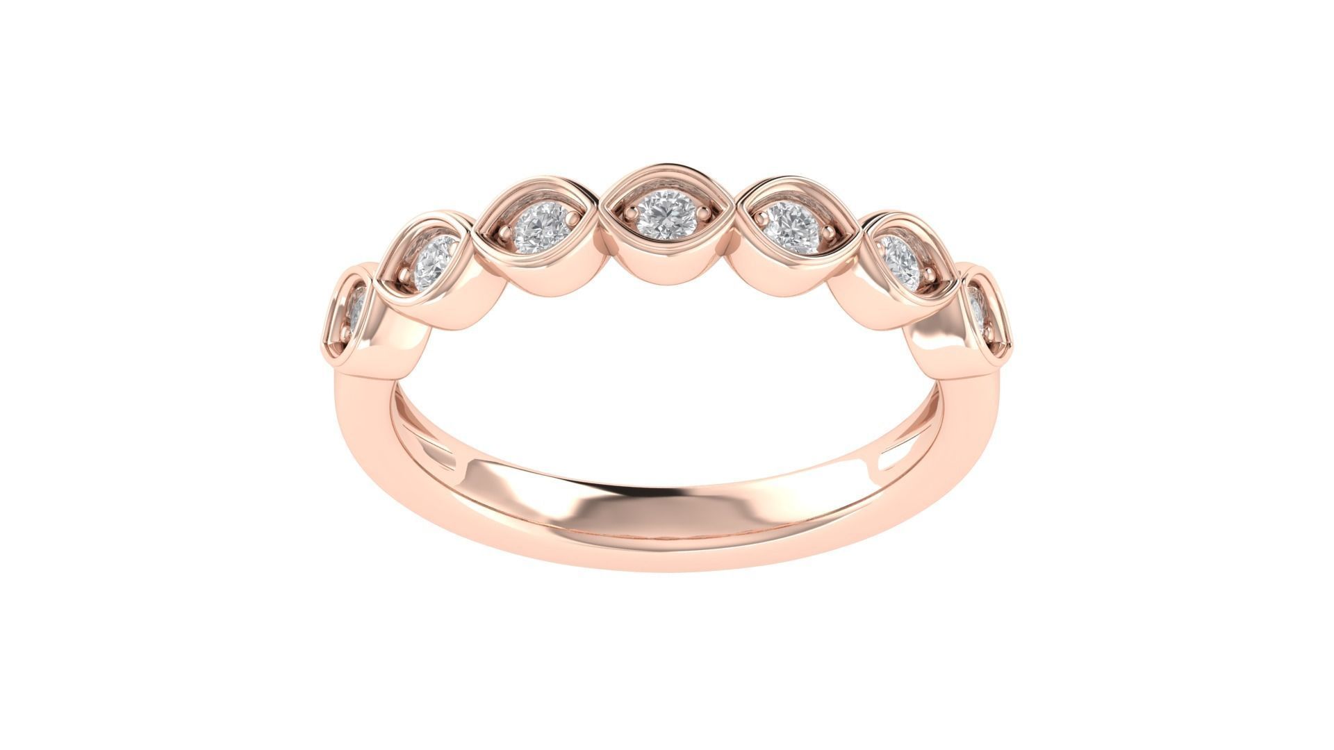 Round Diamond Cluster Minimalist Band  3D print model_18