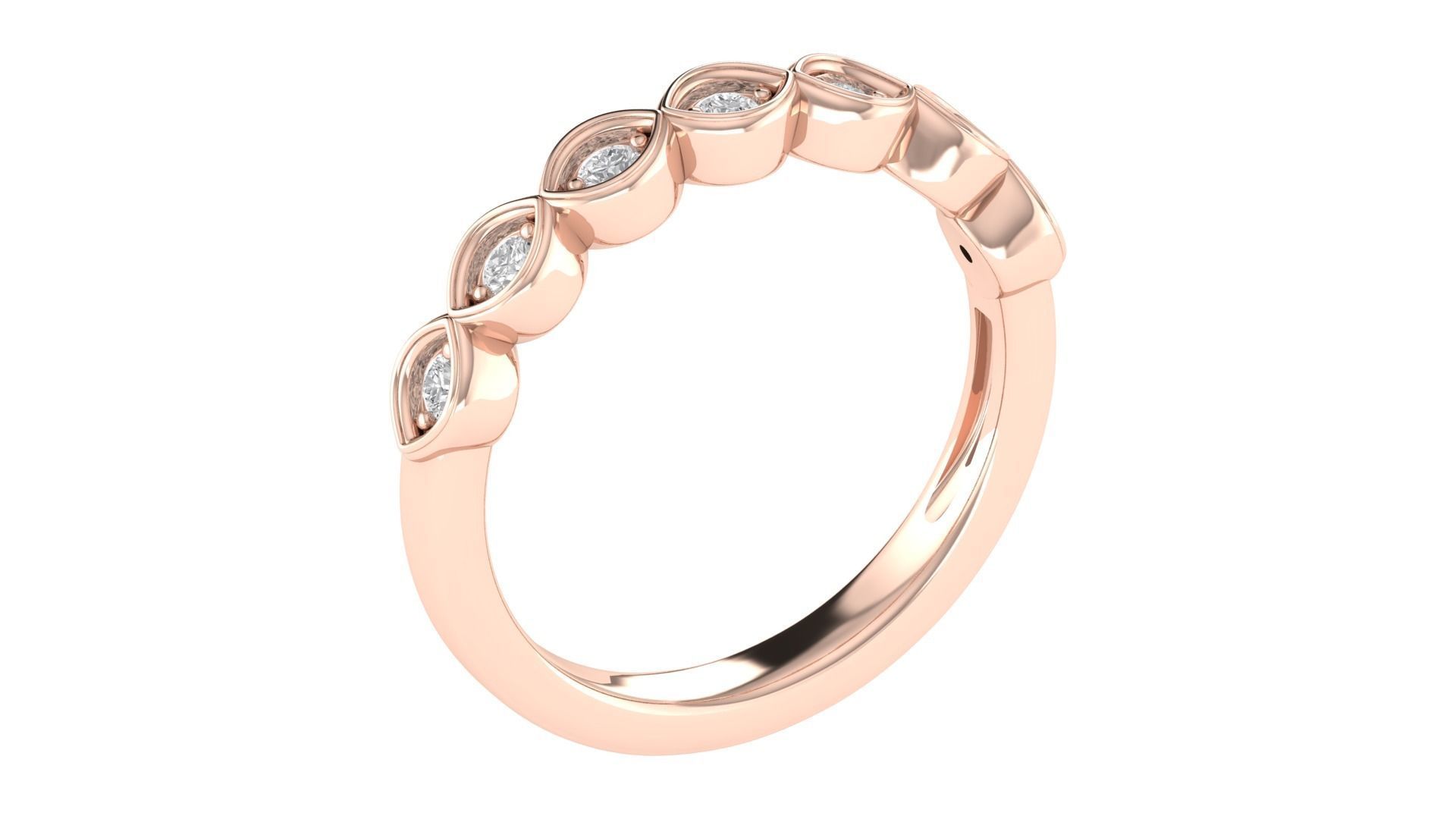 Round Diamond Cluster Minimalist Band  3D print model_4