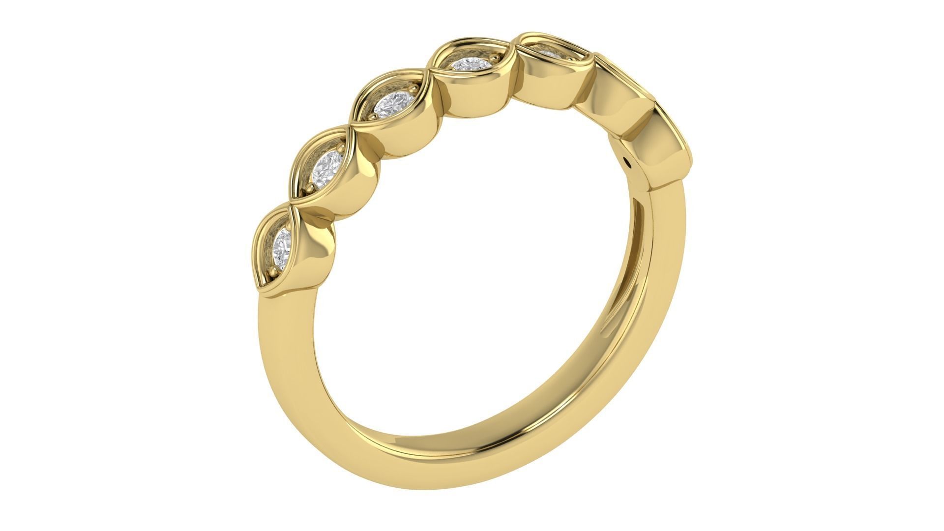 Round Diamond Cluster Minimalist Band  3D print model_5