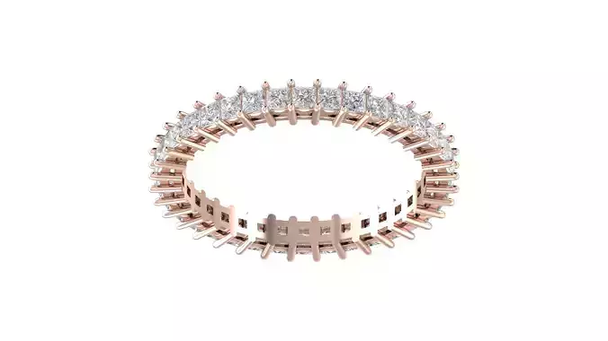 Princess Diamond Full Eternity Matching Band Ring 3D print model