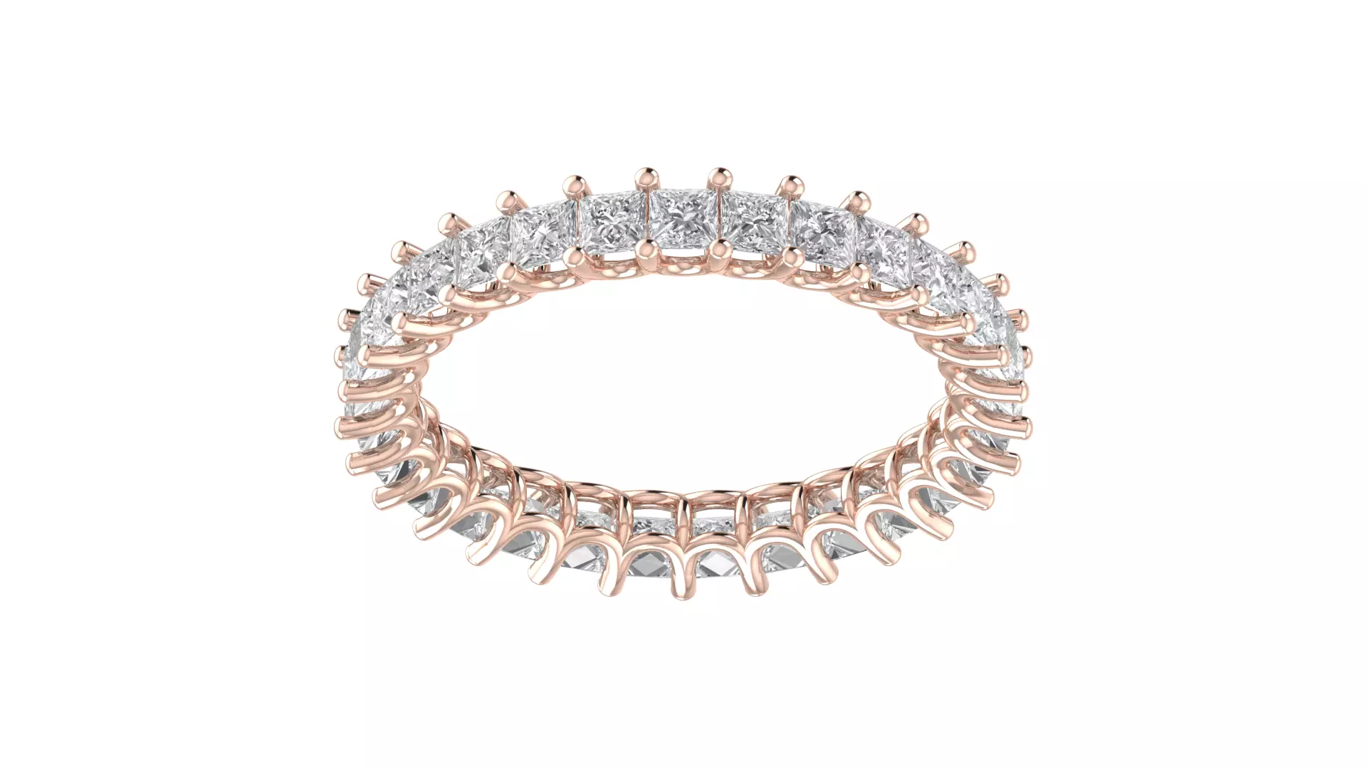 Princess Diamond Full Eternity Band Ring 3D print model_0