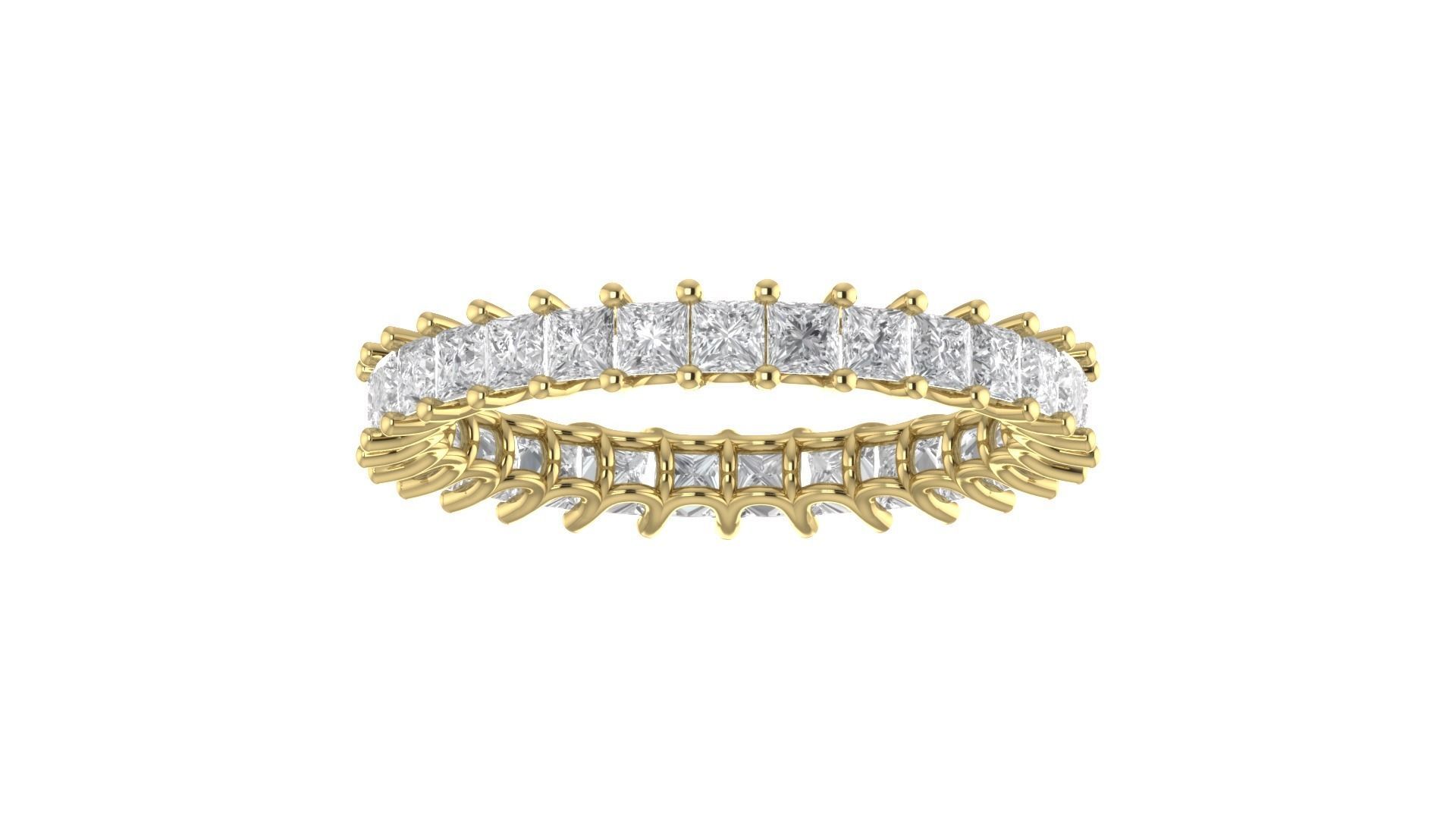 Princess Diamond Full Eternity Band Ring 3D print model_9