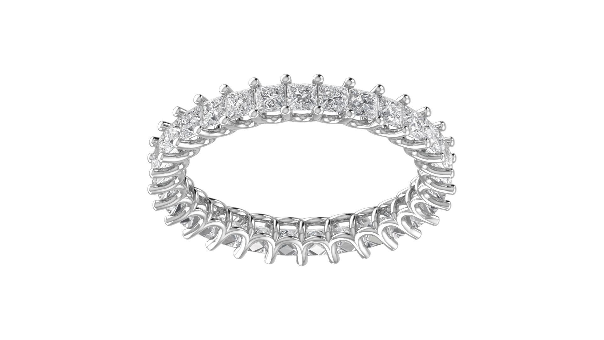 Princess Diamond Full Eternity Band Ring 3D print model_13