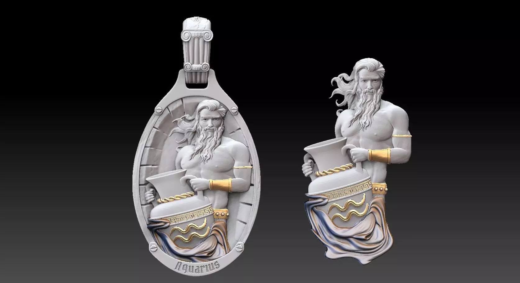aquarius zodiac Jewelry pendant 2022 3D print model