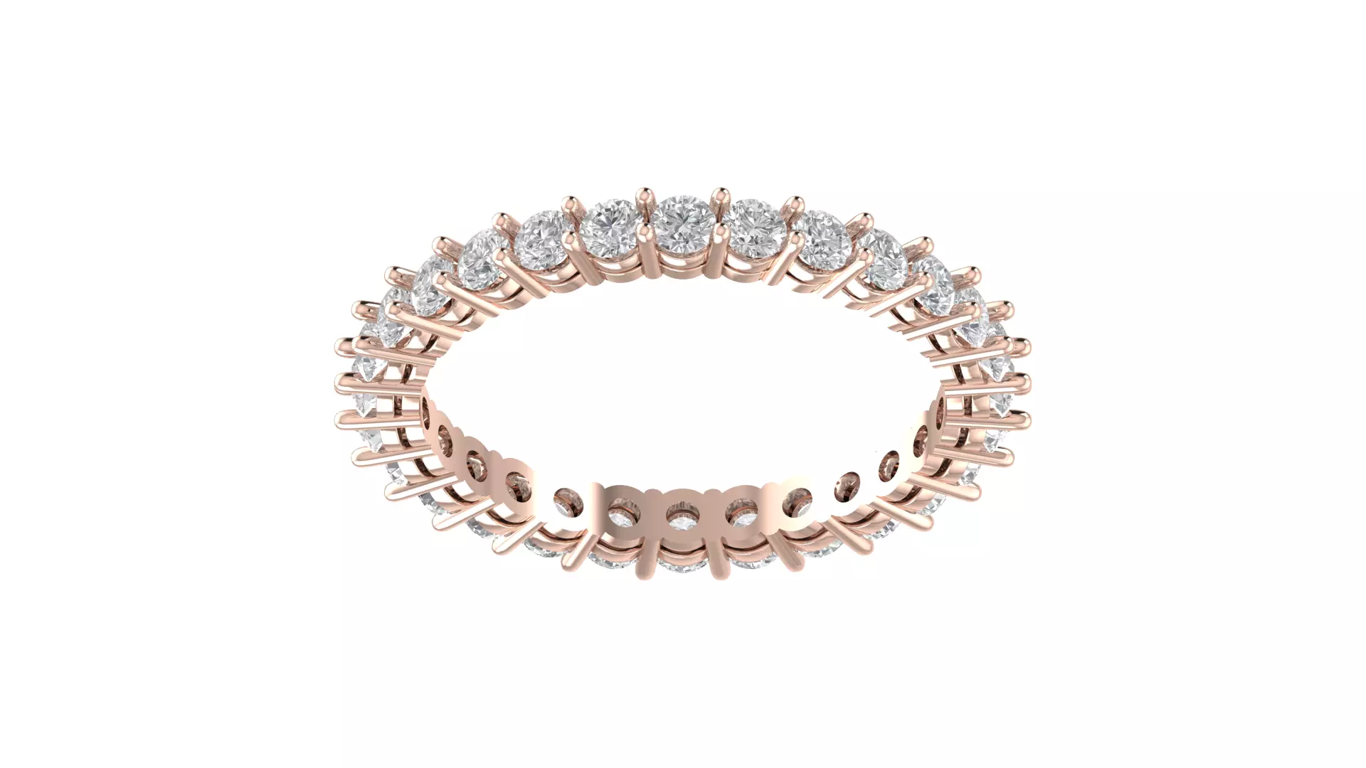 Light Weight Wedding Round DiamondFull Eternity Band Ring 3D print model_0