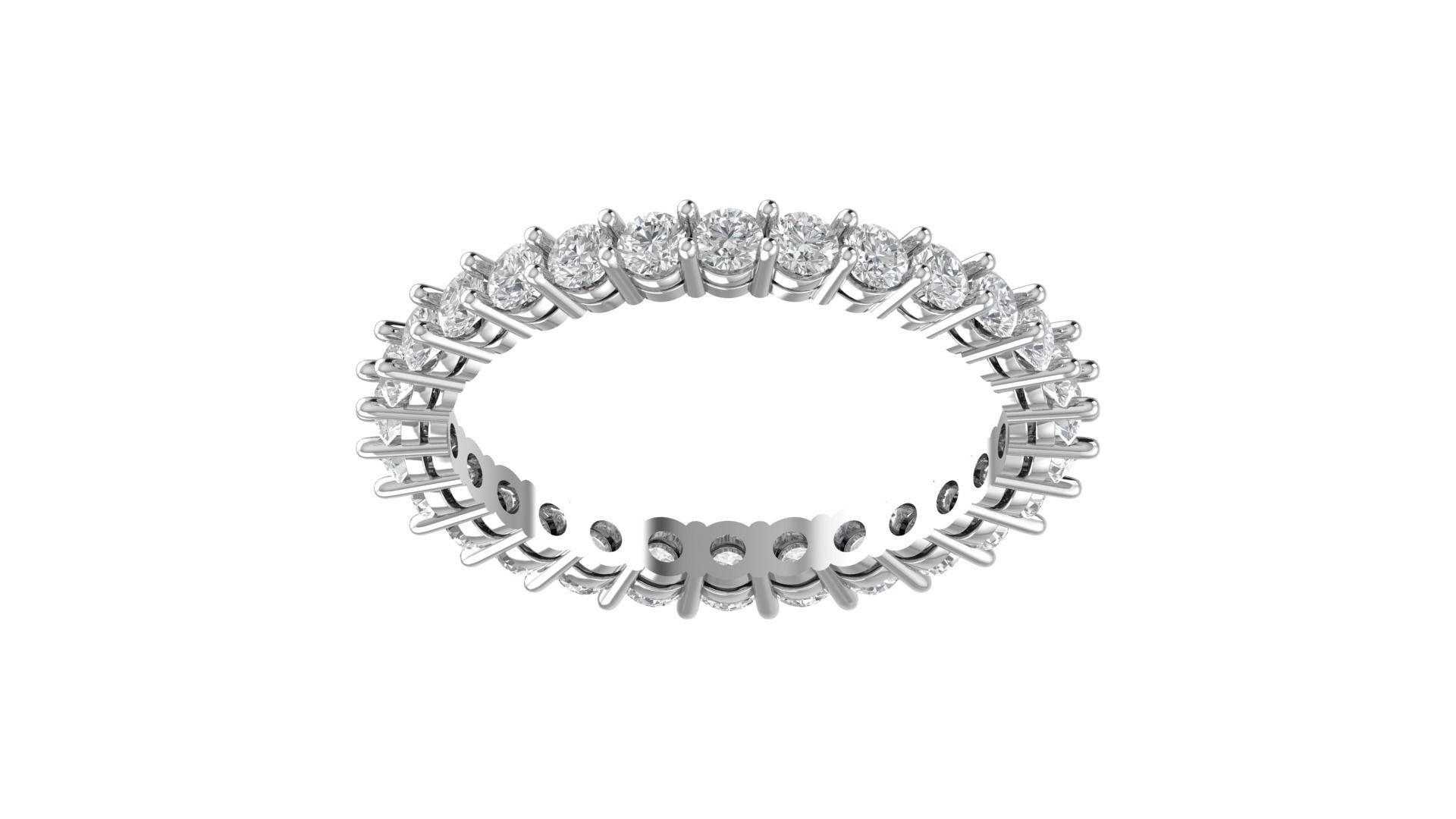 Light Weight Wedding Round DiamondFull Eternity Band Ring 3D print model_13