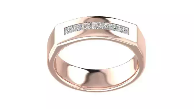 7 Stones Princess Stone Wedding Band Ring 3D print model