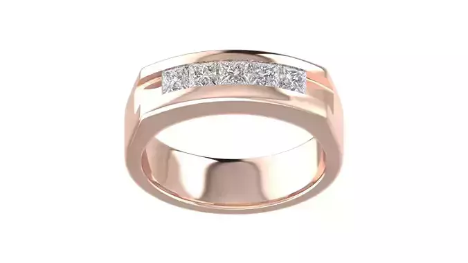 5 Stones Princess Stone Wedding Band Ring 3D print model
