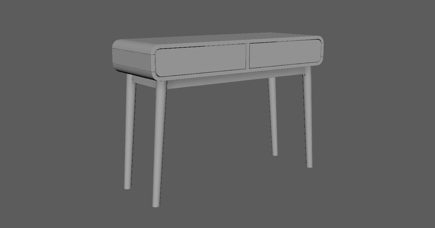 Table in Walnut Wood Finish 3D model_18