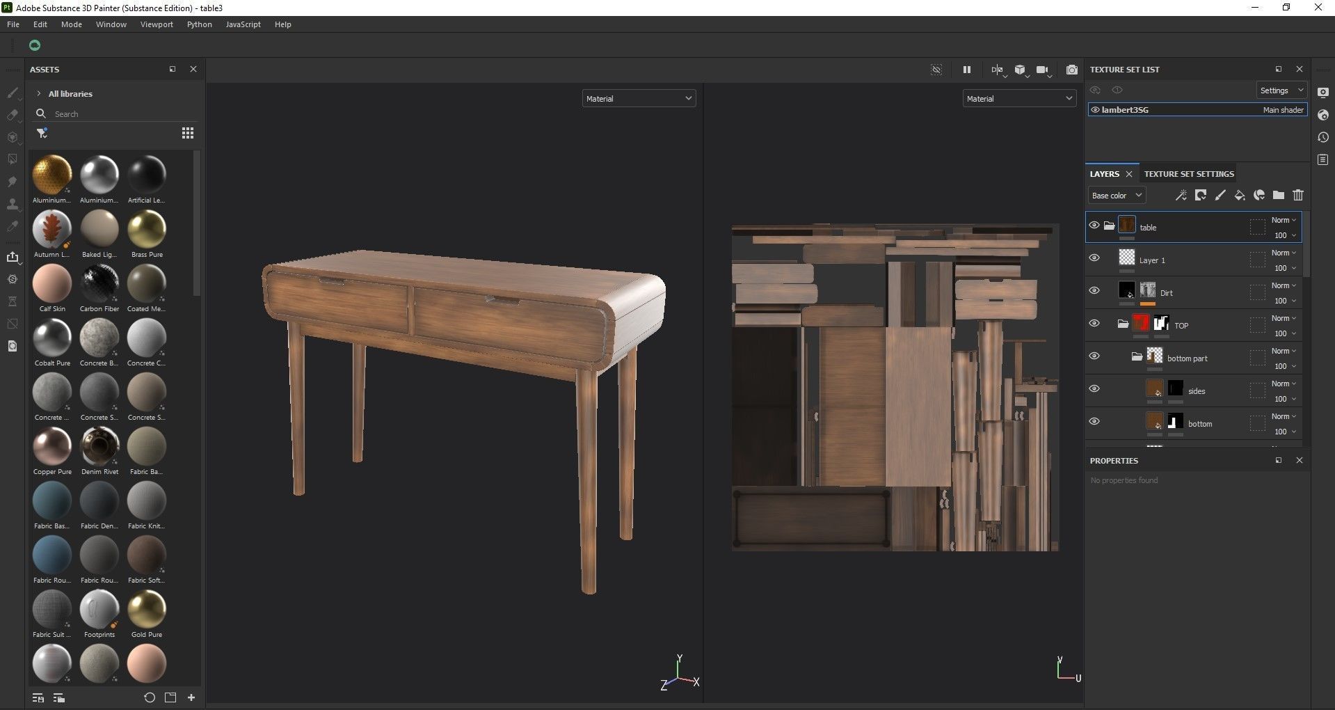 Table in Walnut Wood Finish 3D model_7