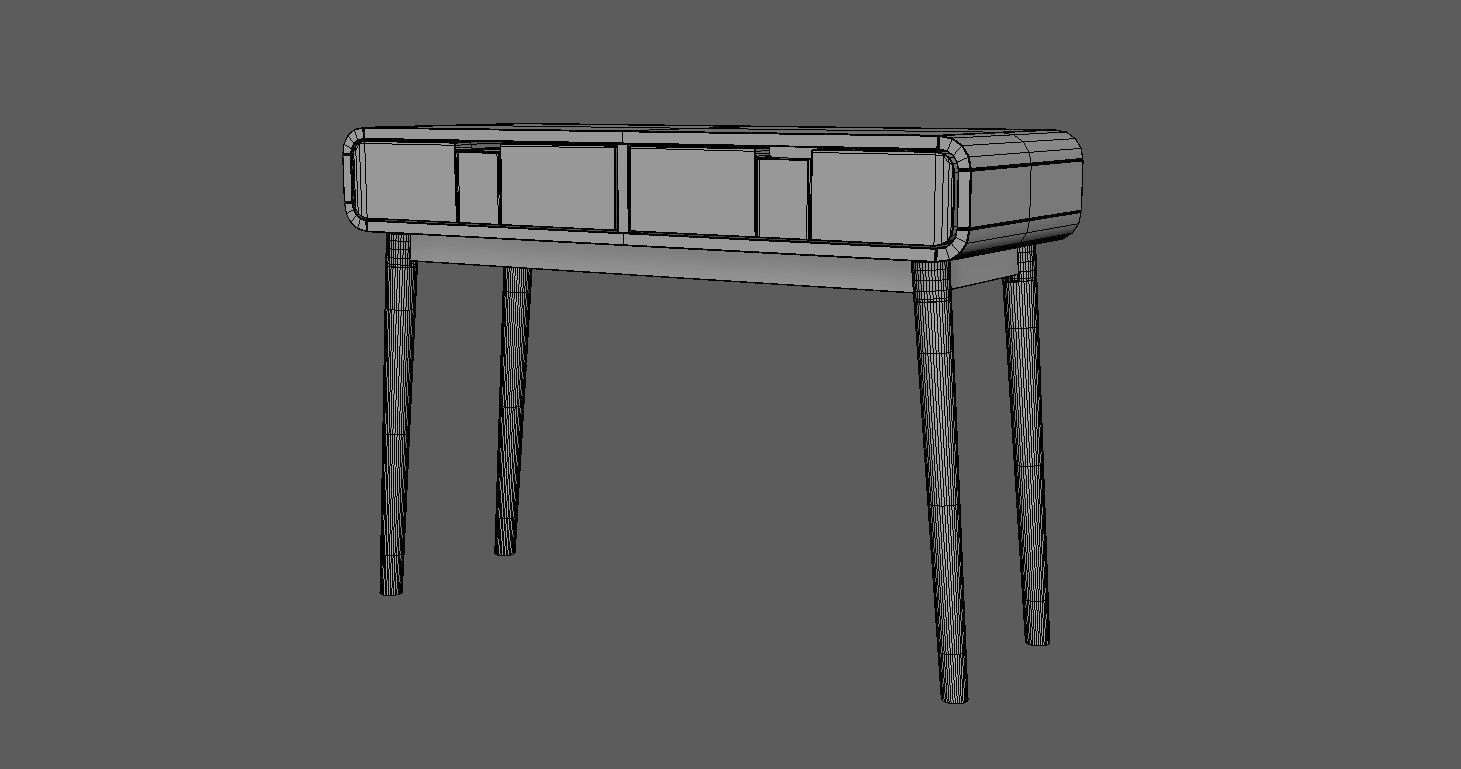 Table in Walnut Wood Finish 3D model_17