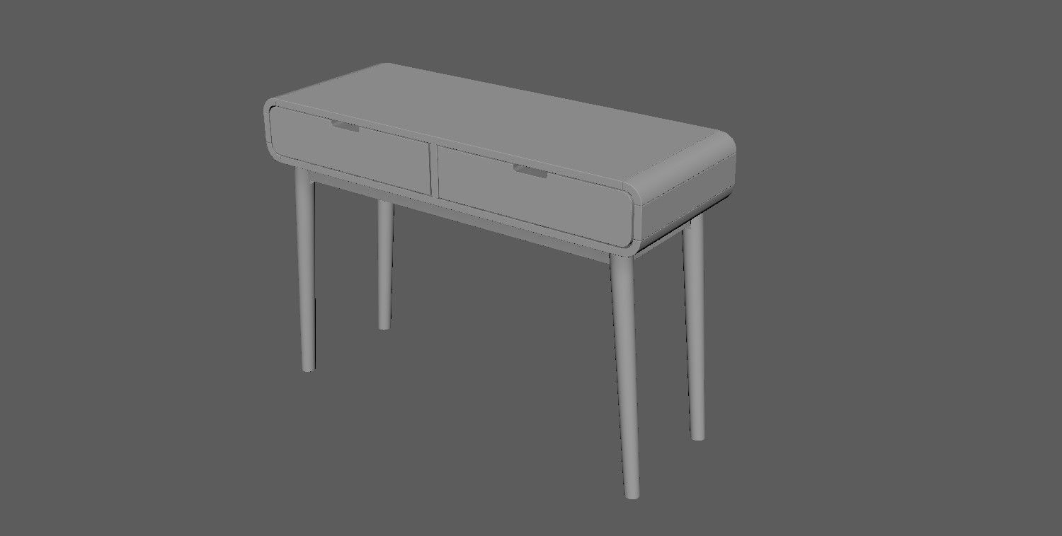 Table in Walnut Wood Finish 3D model_20