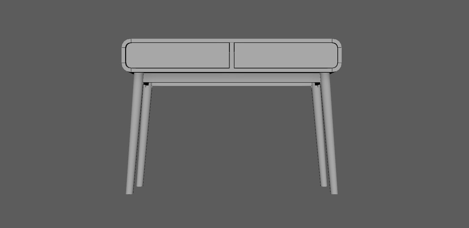 Table in Walnut Wood Finish 3D model_22