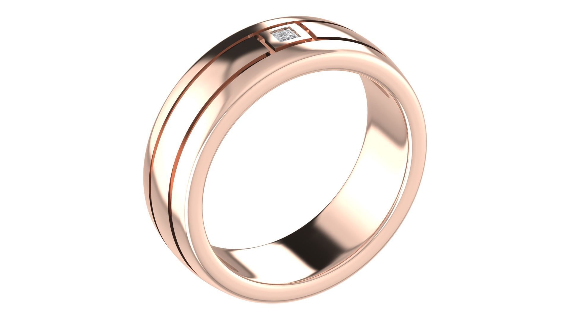Solitaire Women Band Ring 3dm STL OBJ FBX Renders Details 3D print model_2