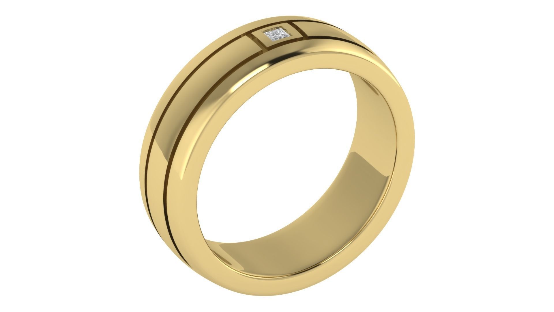 Solitaire Women Band Ring 3dm STL OBJ FBX Renders Details 3D print model_1