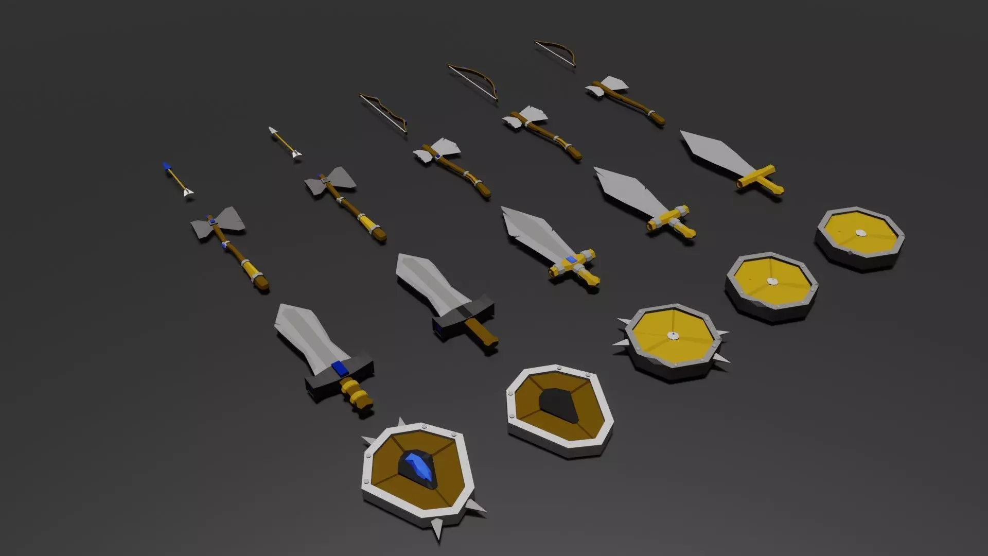 Weapon set group of swords Low-poly 3D model