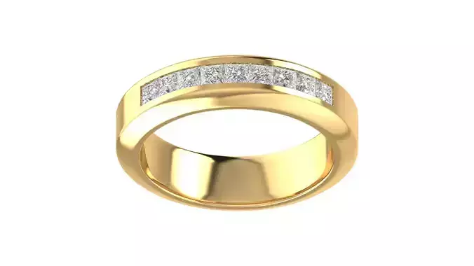  7 Stones Princess Wedding Band Ring  3D print model