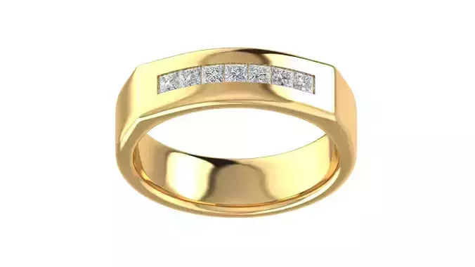 7 Stones Princess Wedding Band Ring  