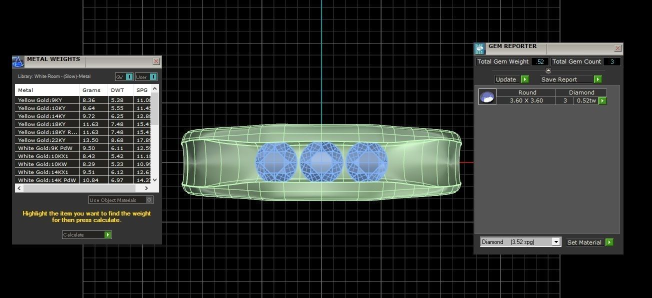 Three Stones Wedding Band Ring 3dm STL OBJ FBX Renders Details 3D print model_6