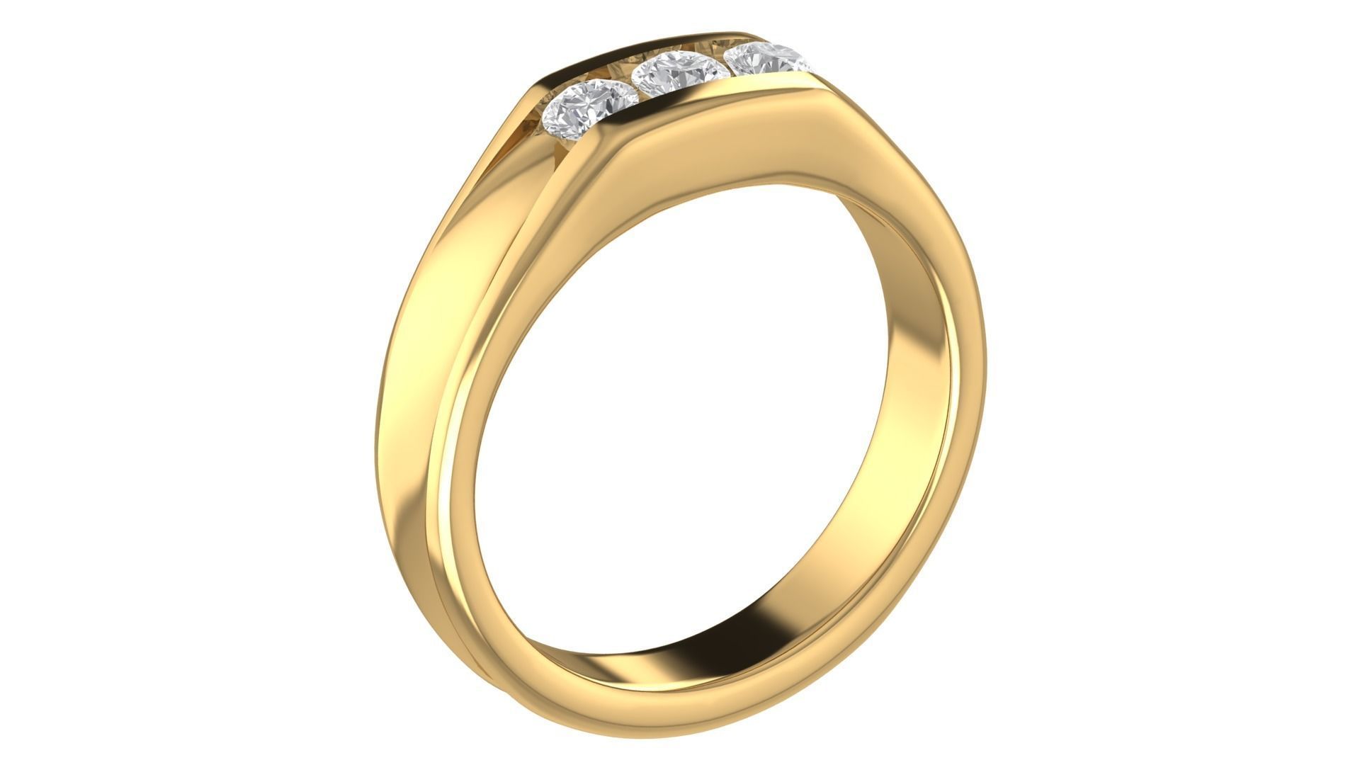 Three Stones Wedding Band Ring 3dm STL OBJ FBX Renders Details 3D print model_1