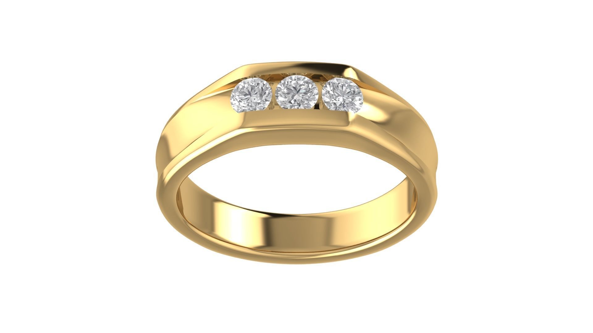 Three Stones Wedding Band Ring 3dm STL OBJ FBX Renders Details 3D print model_5