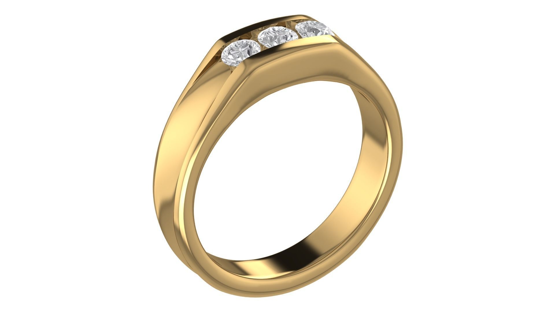 Three Stones Wedding Band Ring 3dm STL OBJ FBX Renders Details 3D print model_2