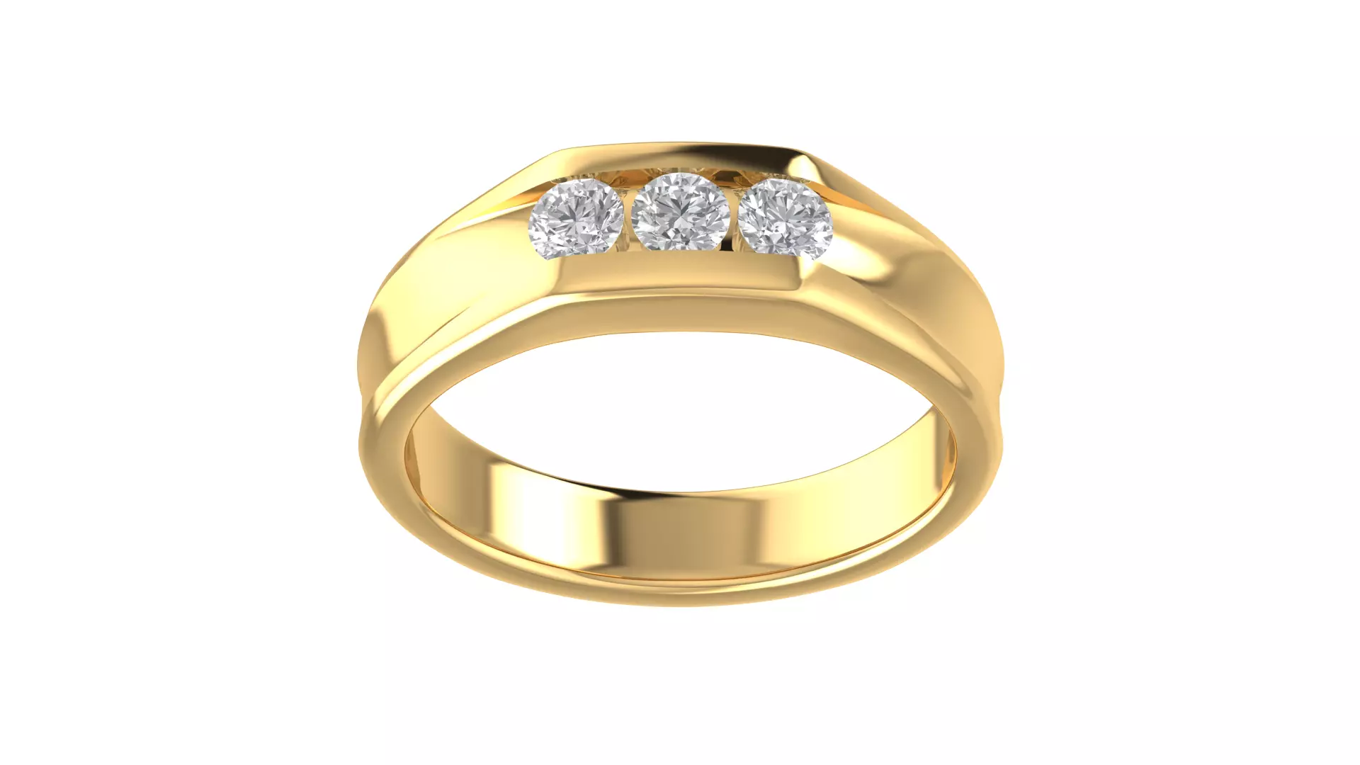 Three Stones Wedding Band Ring 3dm STL OBJ FBX Renders Details 3D print model_0