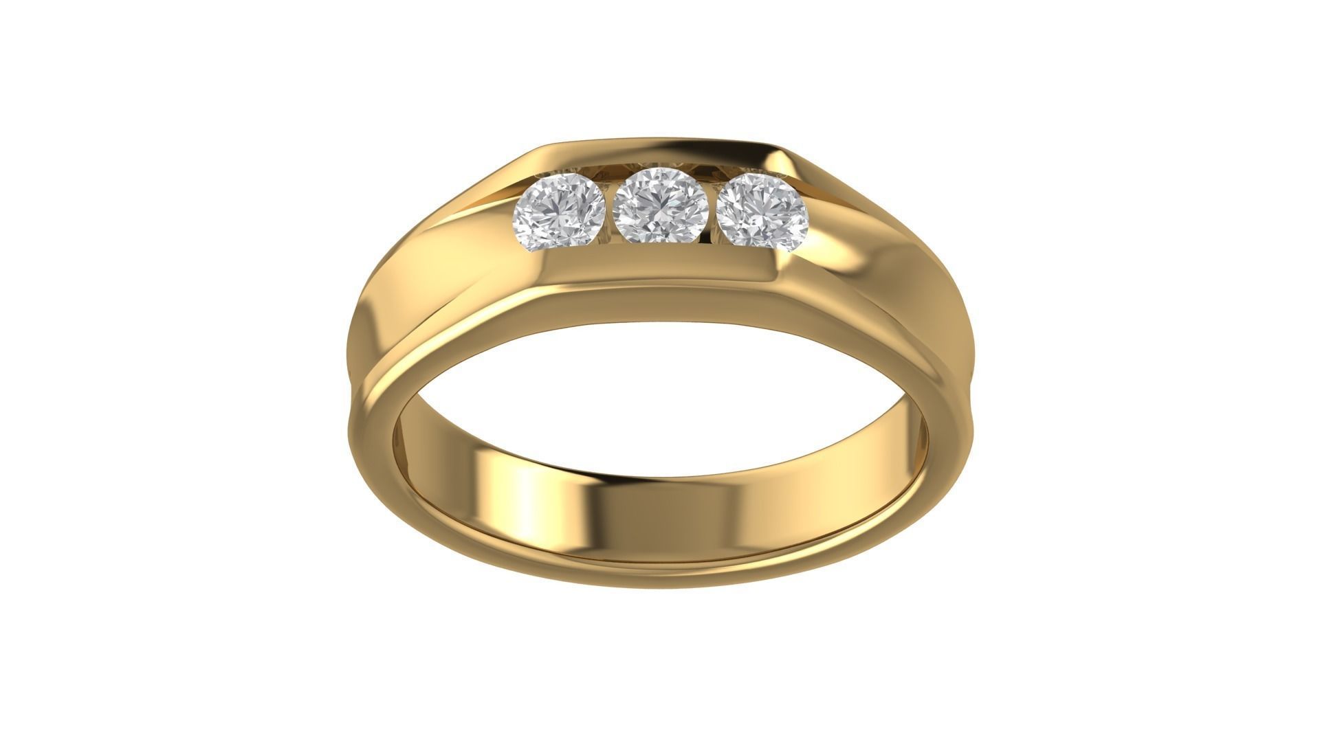 Three Stones Wedding Band Ring 3dm STL OBJ FBX Renders Details 3D print model_4