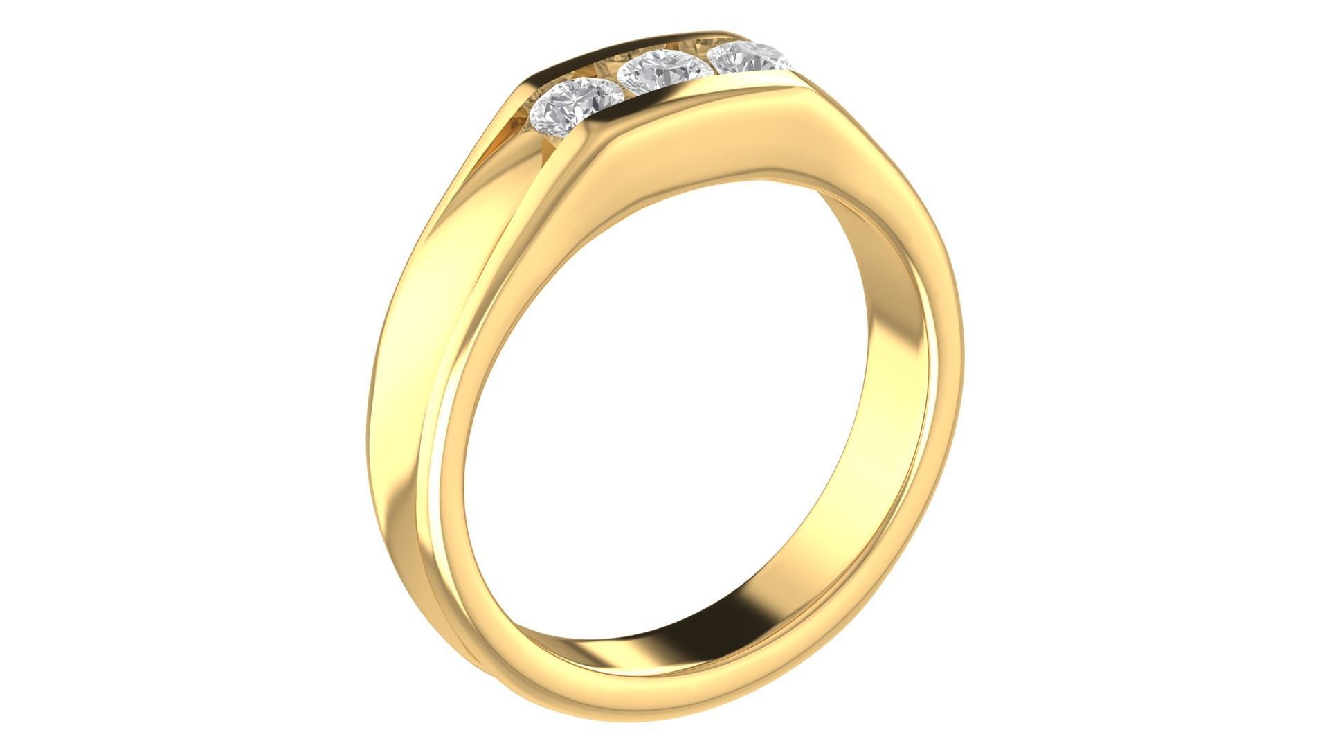 Three Stones Wedding Band Ring 3dm STL OBJ FBX Renders Details 3D print model_3