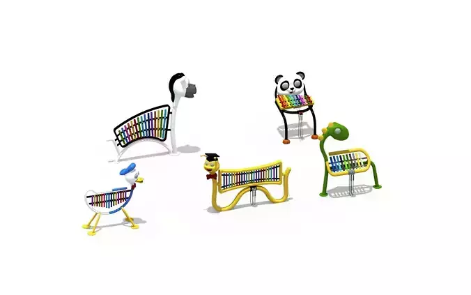 City park kids play percussion musicial playground instruments 