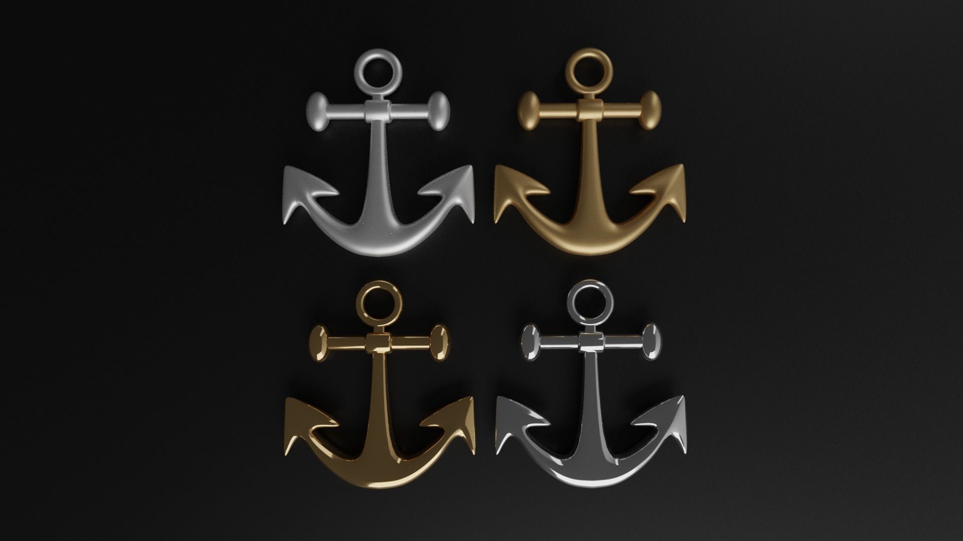 Cartoon Ship Anchor Low-poly 3D model_6