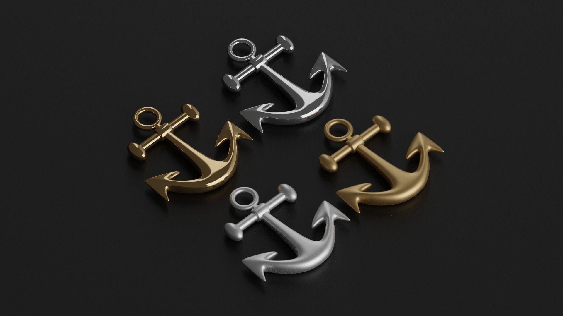 Cartoon Ship Anchor Low-poly 3D model_3
