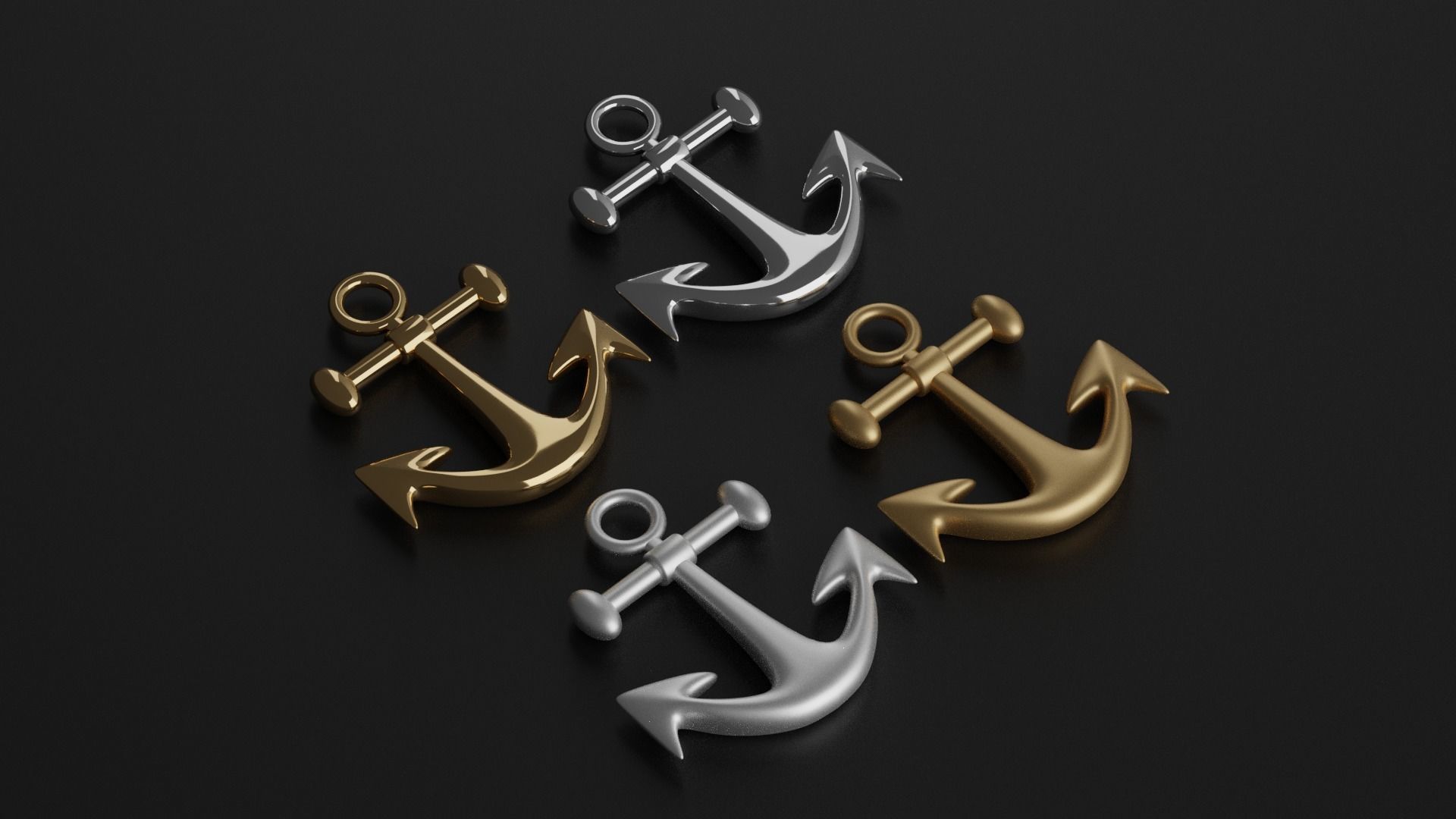 Cartoon Ship Anchor Low-poly 3D model_2