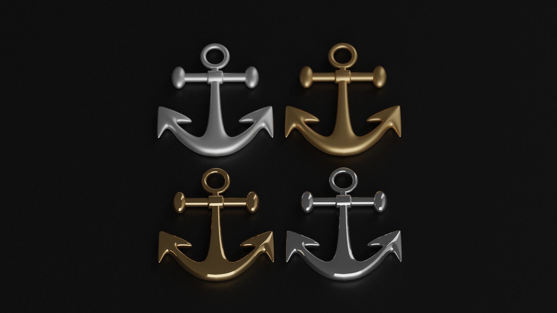 Cartoon Ship Anchor Low-poly 3D model_5