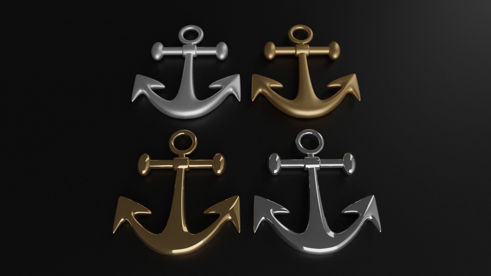 Cartoon Ship Anchor Low-poly 3D model_4