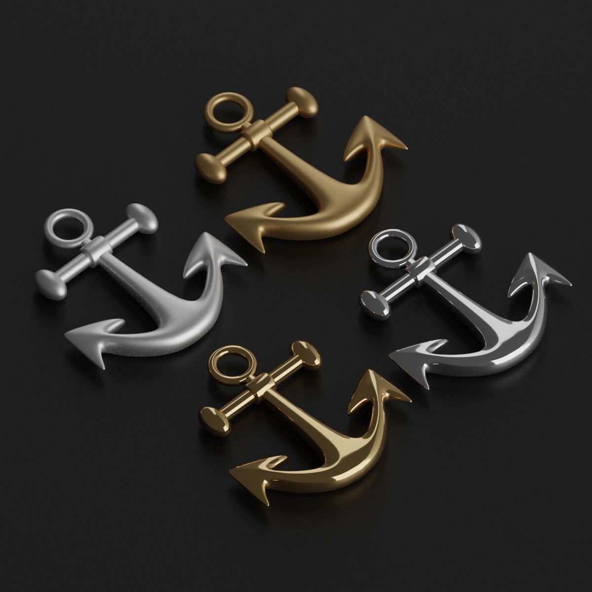 Cartoon Ship Anchor Low-poly 3D model_11