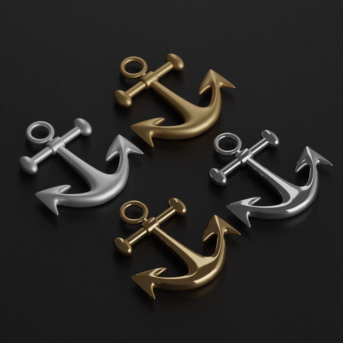Cartoon Ship Anchor Low-poly 3D model_10