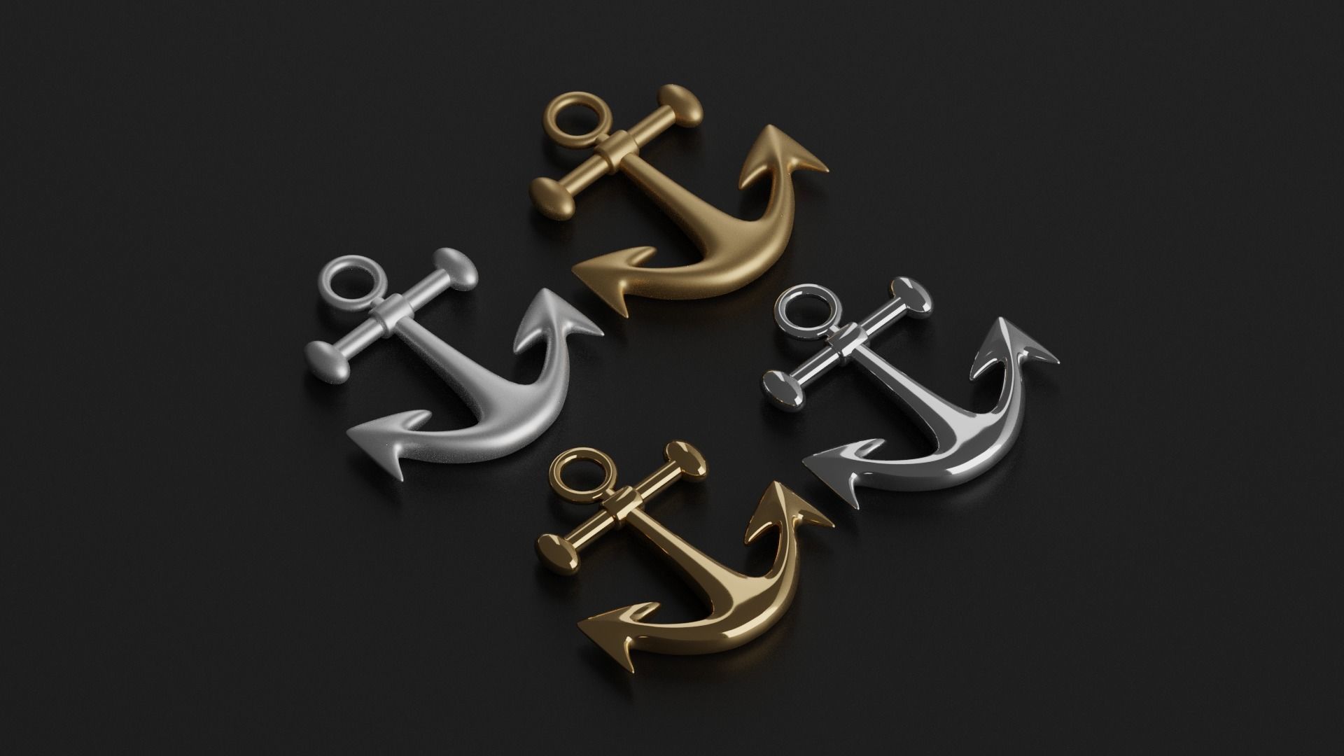 Cartoon Ship Anchor Low-poly 3D model_1