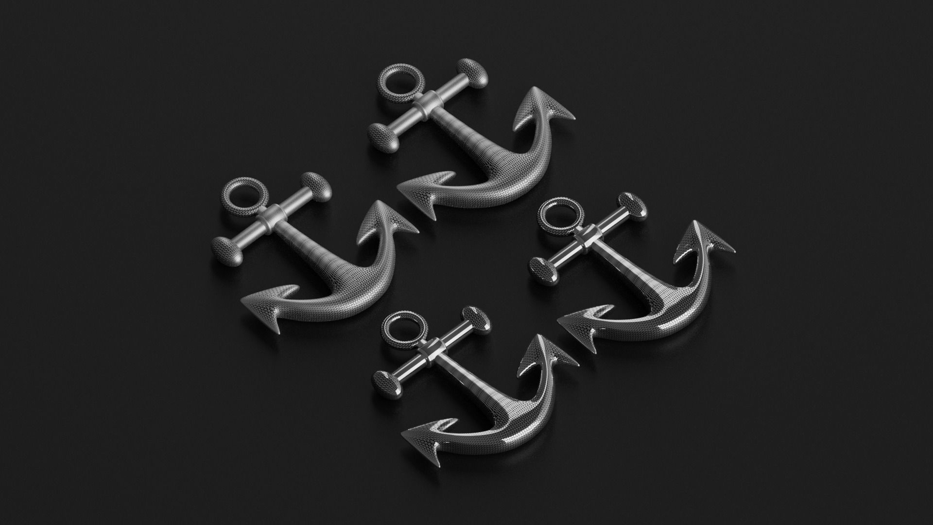 Cartoon Ship Anchor Low-poly 3D model_8