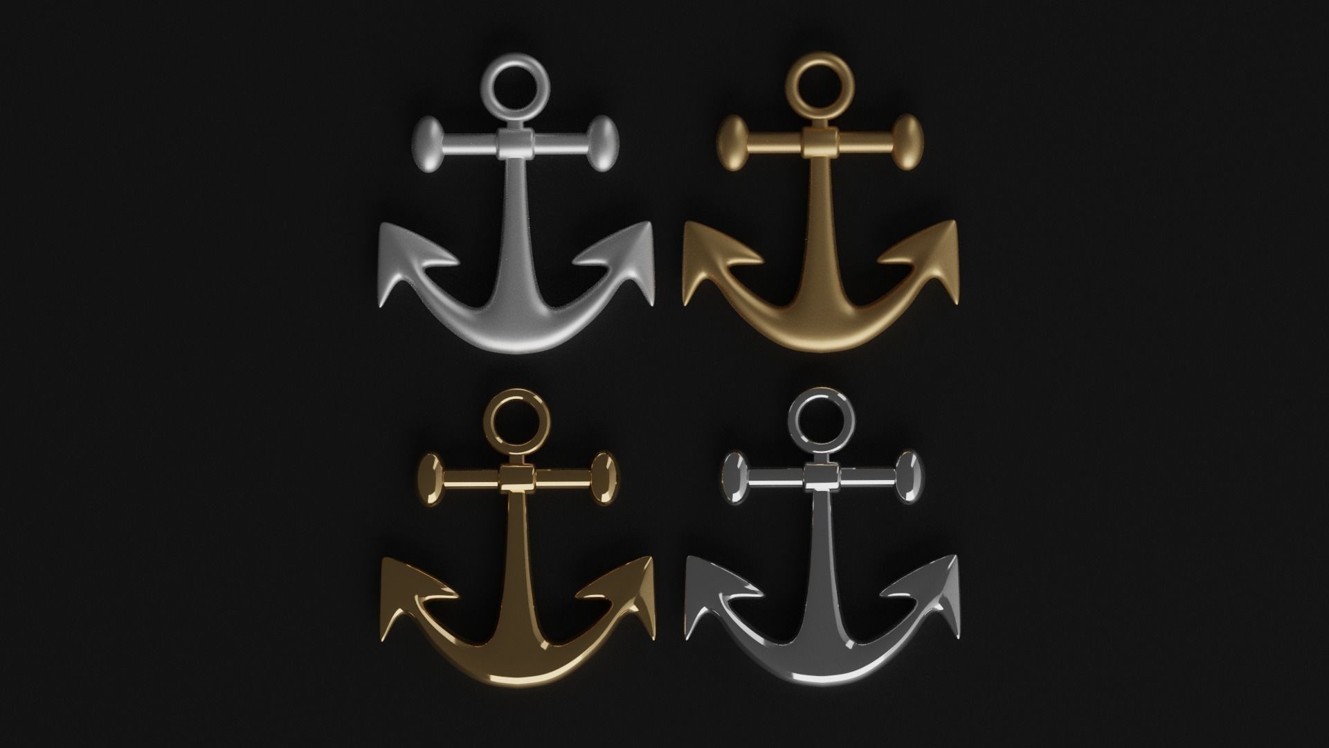 Cartoon Ship Anchor Low-poly 3D model_7