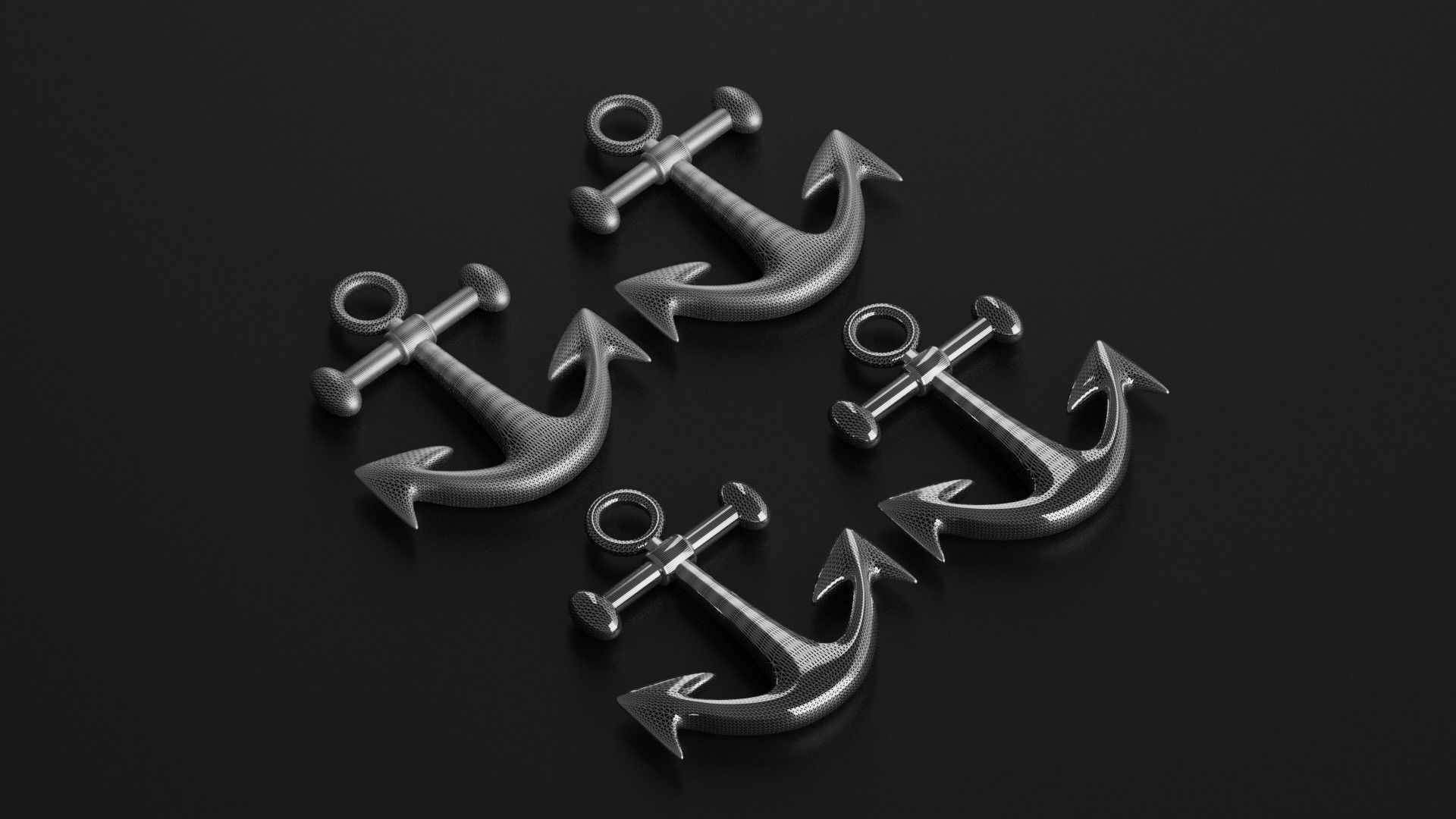 Cartoon Ship Anchor Low-poly 3D model_9