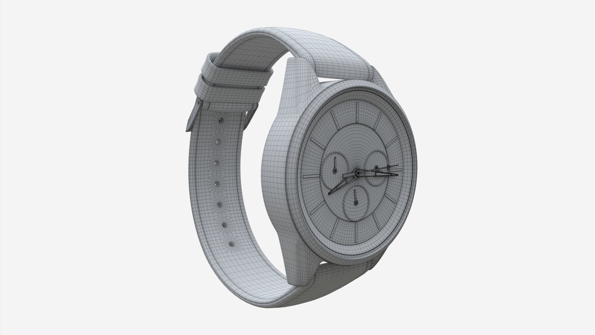 Wristwatch with Leather Strap 03 3D model_7