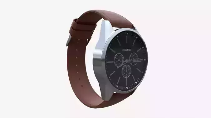 Wristwatch with Leather Strap 03 3D model