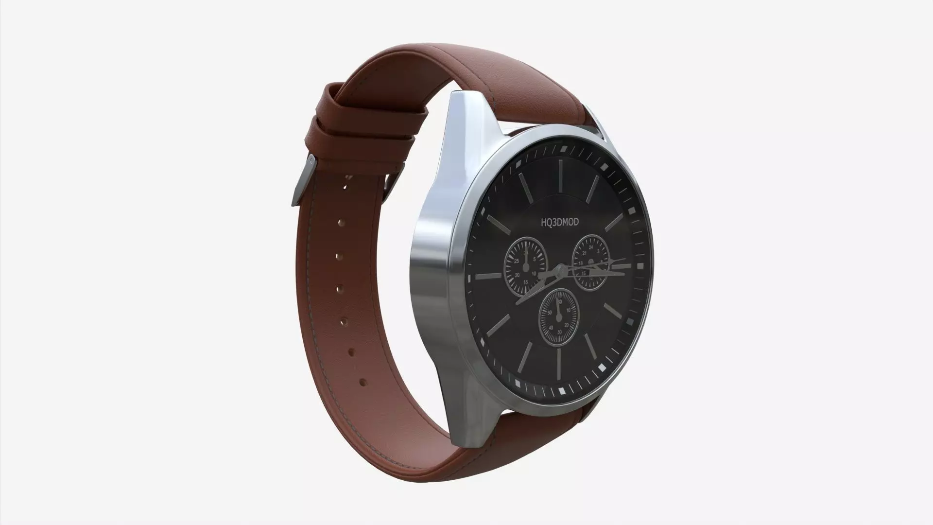 Wristwatch with Leather Strap 03 3D model_0