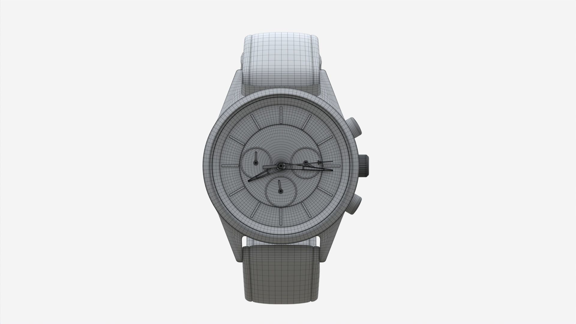Wristwatch with Leather Strap 03 3D model_11
