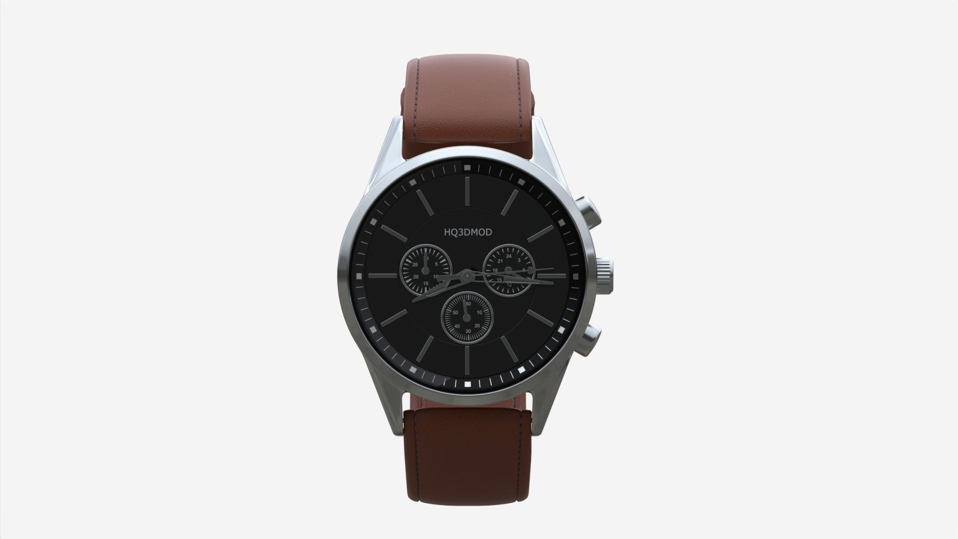 Wristwatch with Leather Strap 03 3D model_4