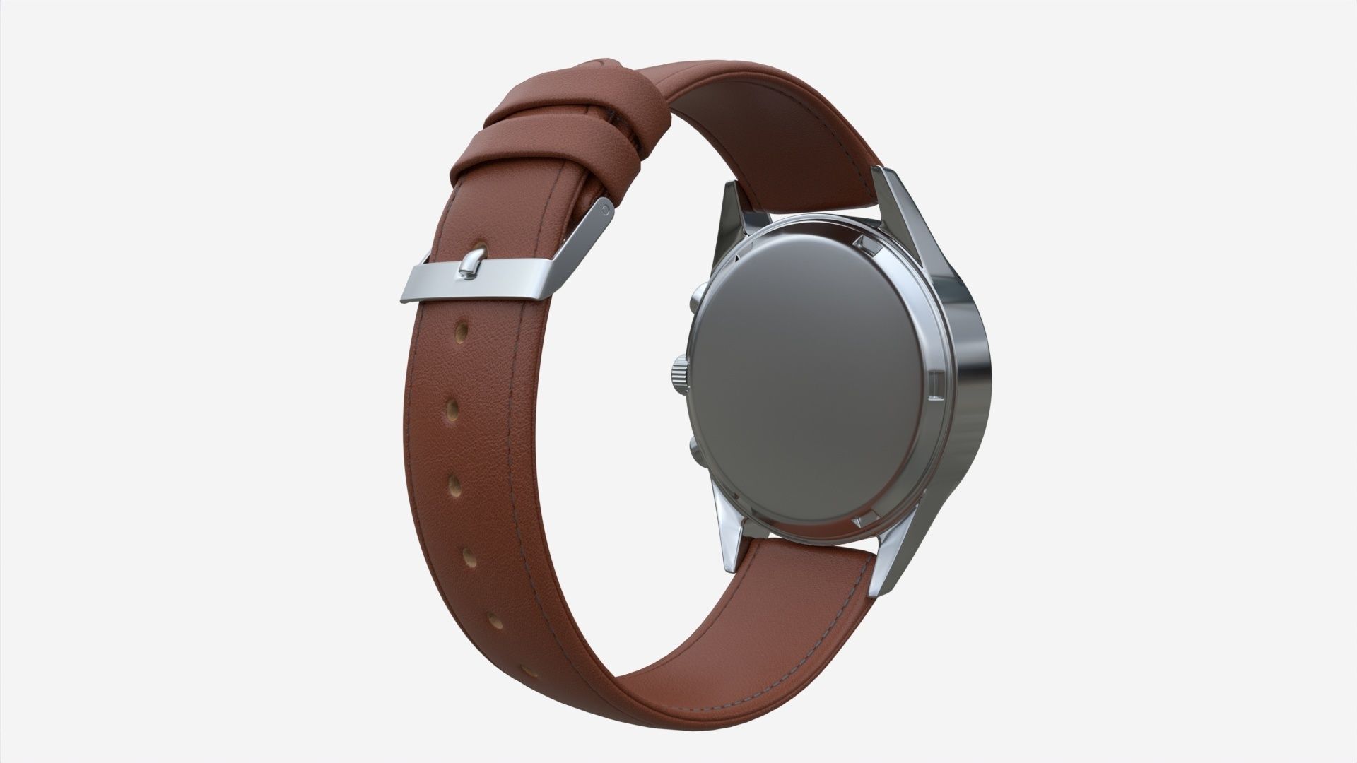 Wristwatch with Leather Strap 03 3D model_1