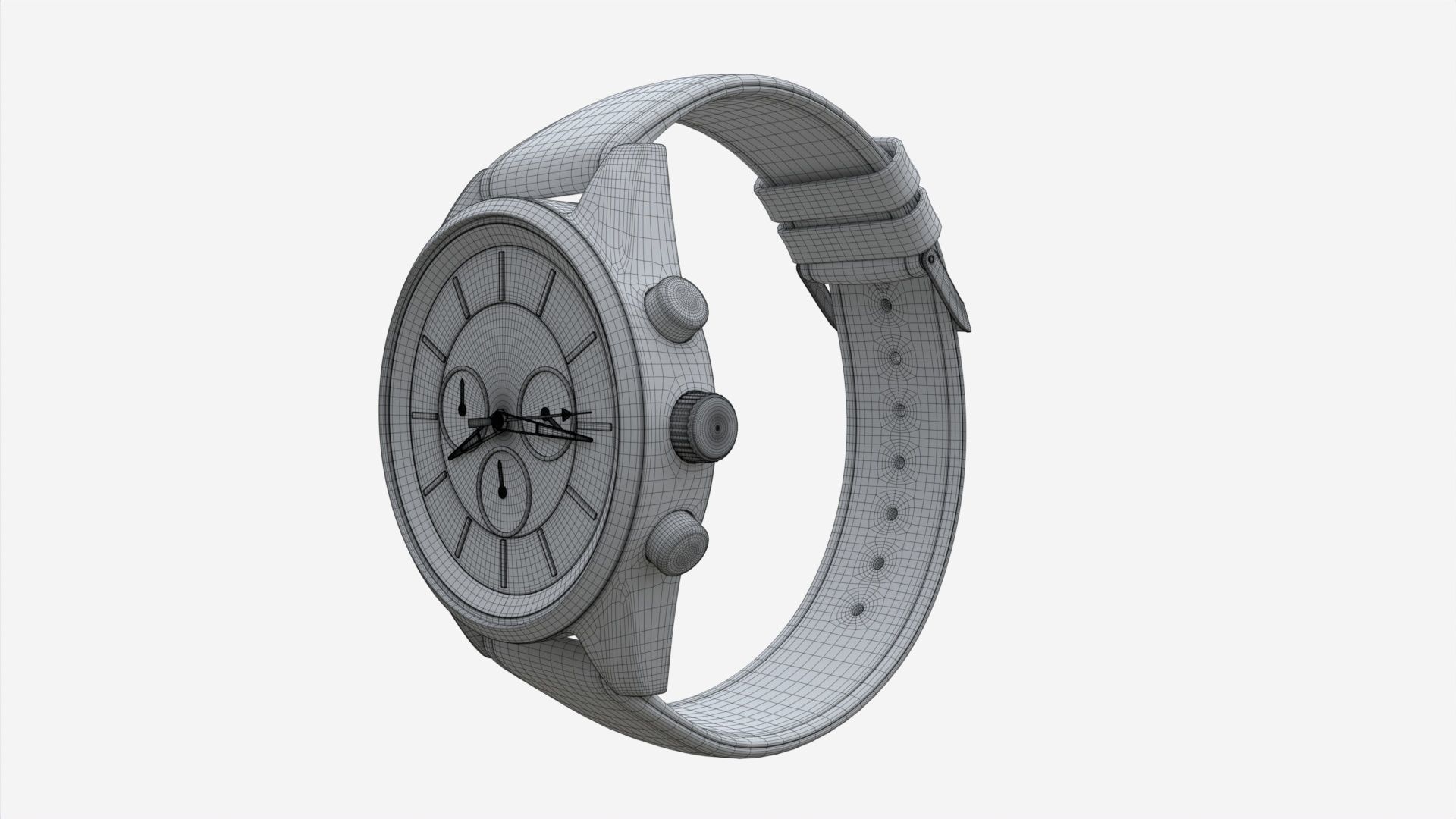Wristwatch with Leather Strap 03 3D model_10