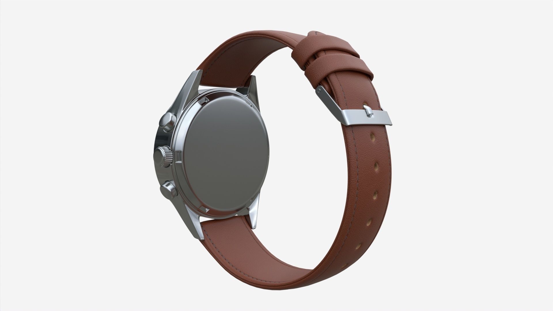 Wristwatch with Leather Strap 03 3D model_2