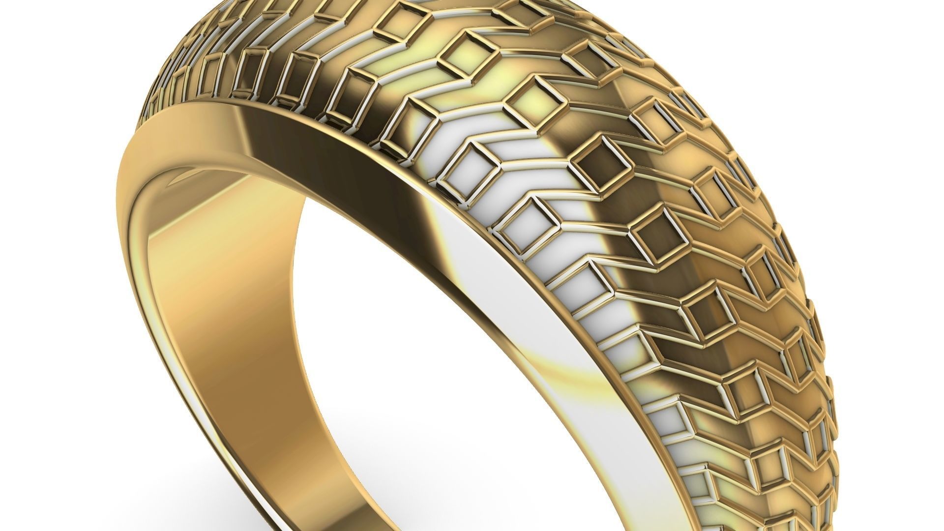geometric textured ring stl verified 3D print model_2
